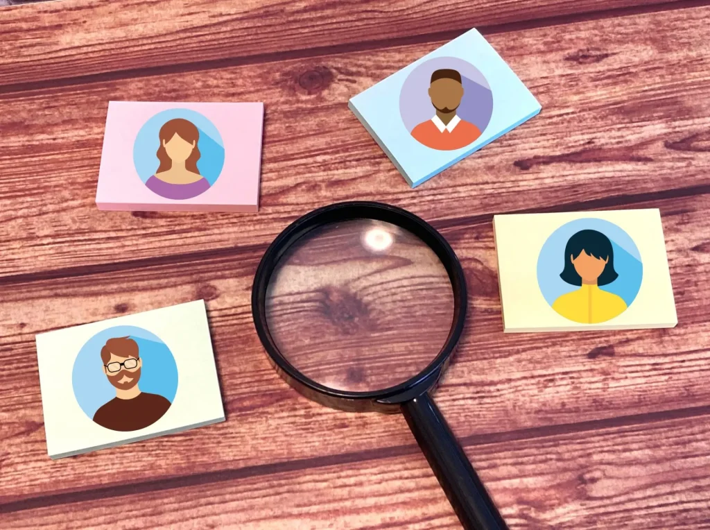 虫眼鏡と人のアイコン